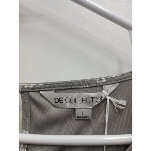 De Collection Womens Shifting Sand Dress Large Gray Garden Crest Midi Cottage - Picture 5 of 11